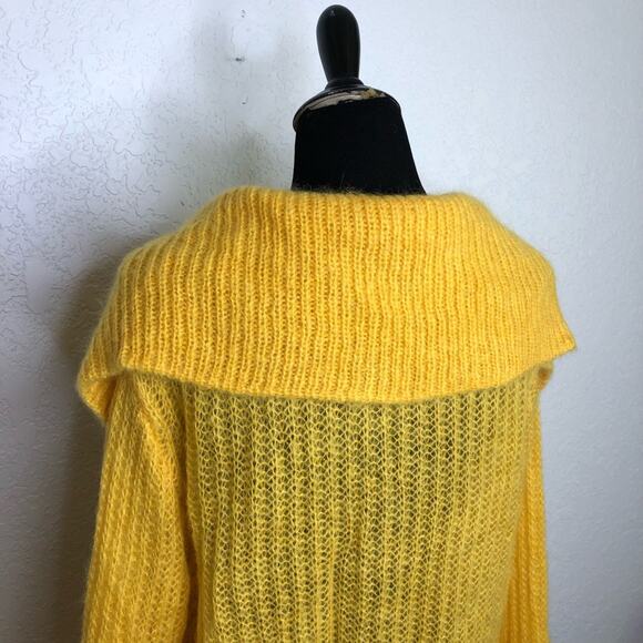 Miu Miu gold yellow mohair blend button front collared cardigan - Picture 8 of 13